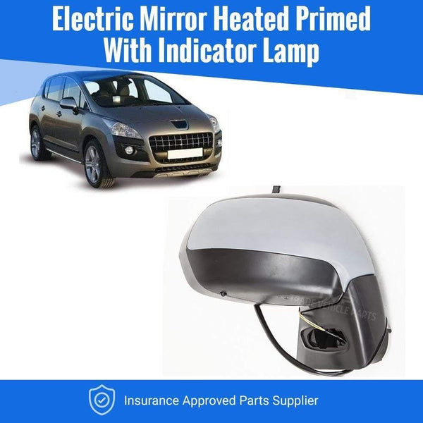 Fits Peugeot 3008 2009-2016 Door Wing Mirror Electric Heated Primed Indicator Right