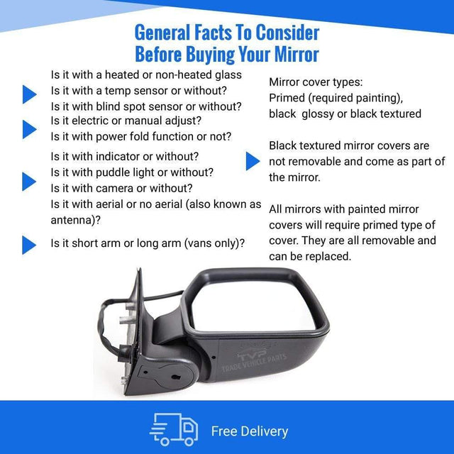 Fits Fiat Scudo 1995-2007 Door Wing Mirror Electric Heated Black Driver Side - image 3