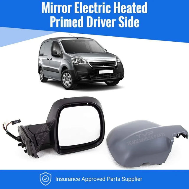 Fits Peugeot Partner 2012- Door Wing Mirror Electric Heated Primed Driver Side - image 2