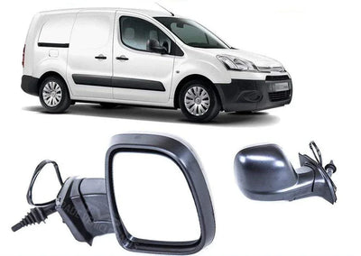 Fits Citroen Berlingo 2012- Door Wing Mirror Manual Mat Black Temp Sensor Driver Side 2Pin - tradevehicleparts.co.uk