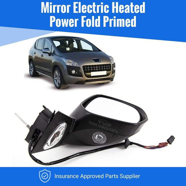 Fits Peugeot 3008 2009-2016 Door Mirror Electric Heated Power Fold Primed Right O/S - image 2