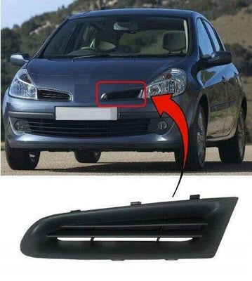 Fits Renault Clio 2005-2009 Not Campus Front Bumper Upper Grille Left Black Mat  - tradevehicleparts.co.uk