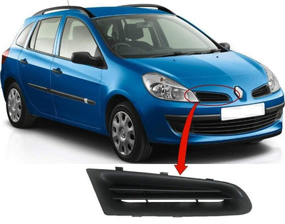 Fits Renault Clio 2005-2009 Not Campus Front Bumper Upper Grille Right Black Mat - tradevehicleparts.co.uk