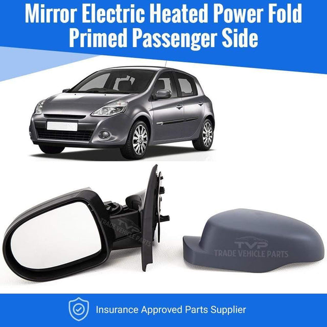 Fits Renault Clio 2009-2012 Door Wing Mirror Electric Heated Power Fold Primed Passenger Side - image 2