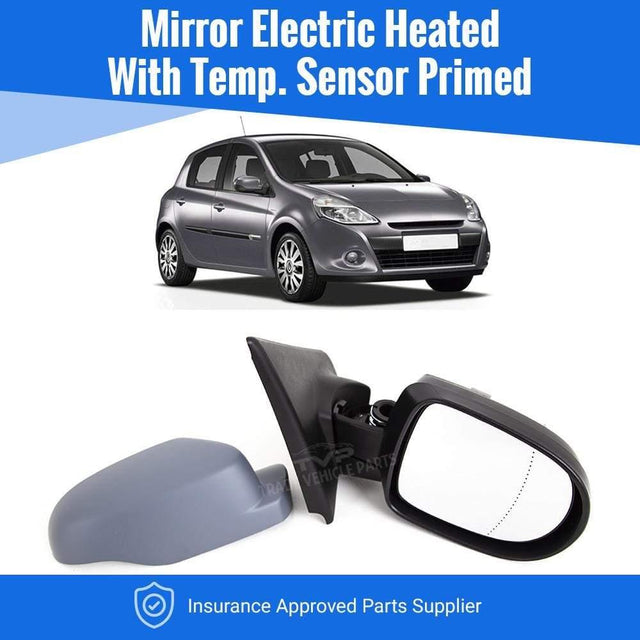 Fits Renault Clio 2009-2012 Door Wing Mirror Electric Heated Temp Sensor Primed Driver Side - image 2