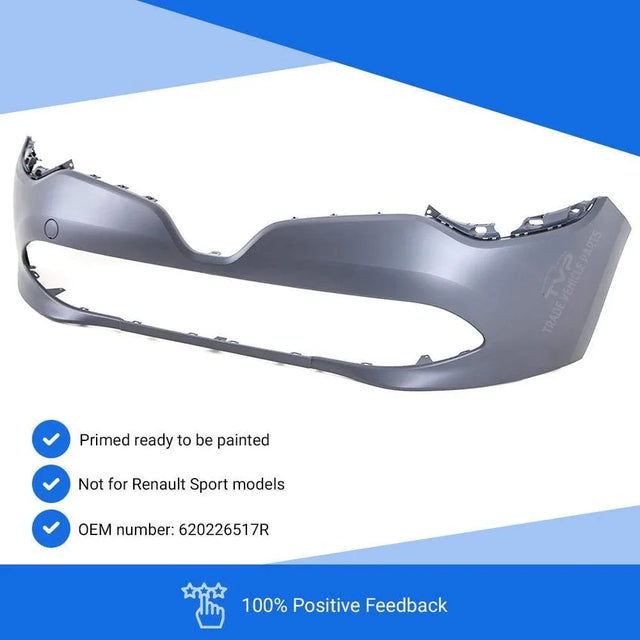 Fits Renault Clio 2013-2016 Front Bumper Primed No Pdc Or Washer Holes - image 3