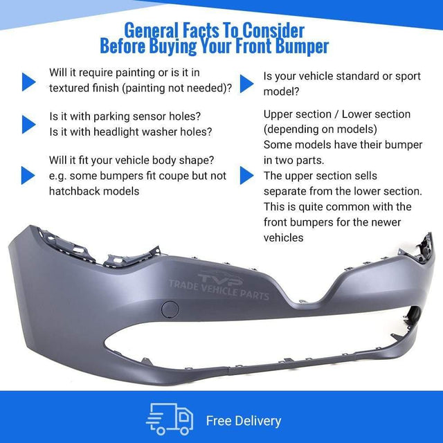 Fits Renault Clio 2013-2016 Front Bumper Primed No Pdc Or Washer Holes - image 4