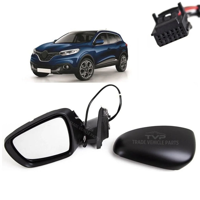 Fits Renault Kadjar 2015-2018 Door Wing Mirror Electric Heated Manual Fold With Indicator 7 Pin With Primed Cover Passenger Side - image 2