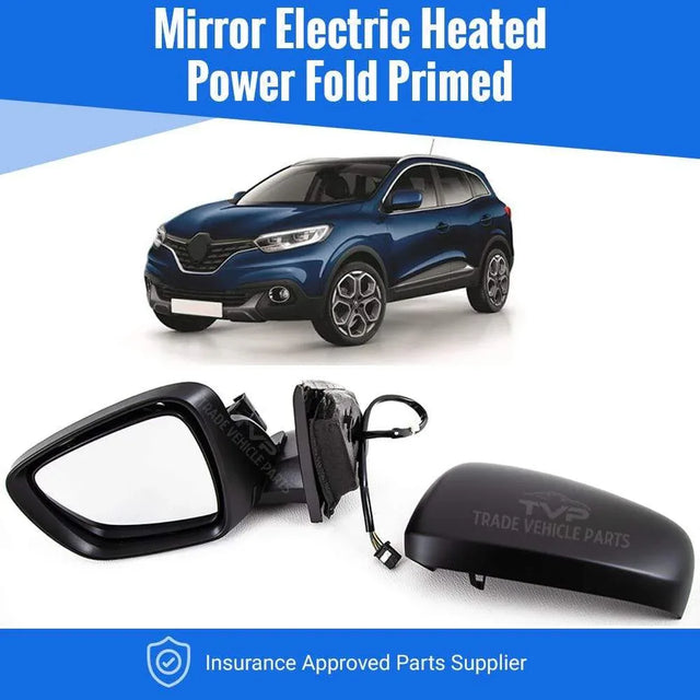 Fits Renault Kadjar 2015-2018 Door Wing Mirror Electric Heated With Indicator Power Fold Primed Cover 9 Pins Passenger Side - image 2