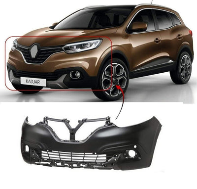 Fits Renault Kadjar 2015-2018 Front Bumper Primed With 6 Sensor Holes - tradevehicleparts.co.uk