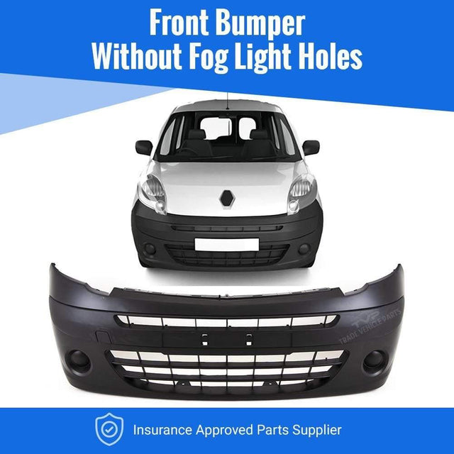Fits Renault Kangoo 2009-2013 Complete Front Bumper No Fog Light Holes - image 2