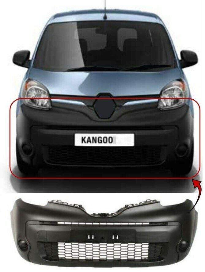 Renault Kangoo 2013- Front Bumper Mat Black Without Fog Lamp Hole, Inc Backing Reinforcerment