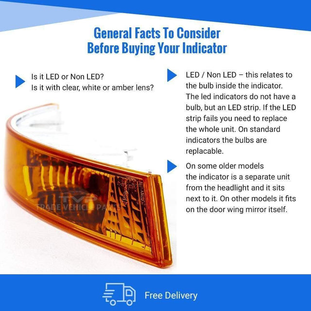 Fits Renault Master 2003-2010 Indicator Light Lamp Situated Below Headlamp Right Amber - image 3