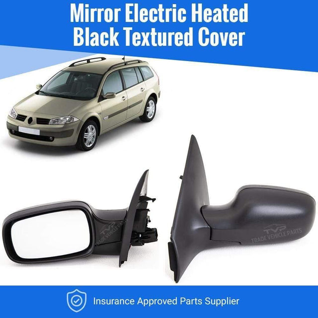 Fits Renault Megane 2003-2009 Door Wing Mirror Heated Electric Textured Passenger Side - image 2