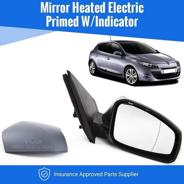 Fits Renault Megane 2008-2013 Door Mirror Heated Electric Primed W/Indicator Right - image 2