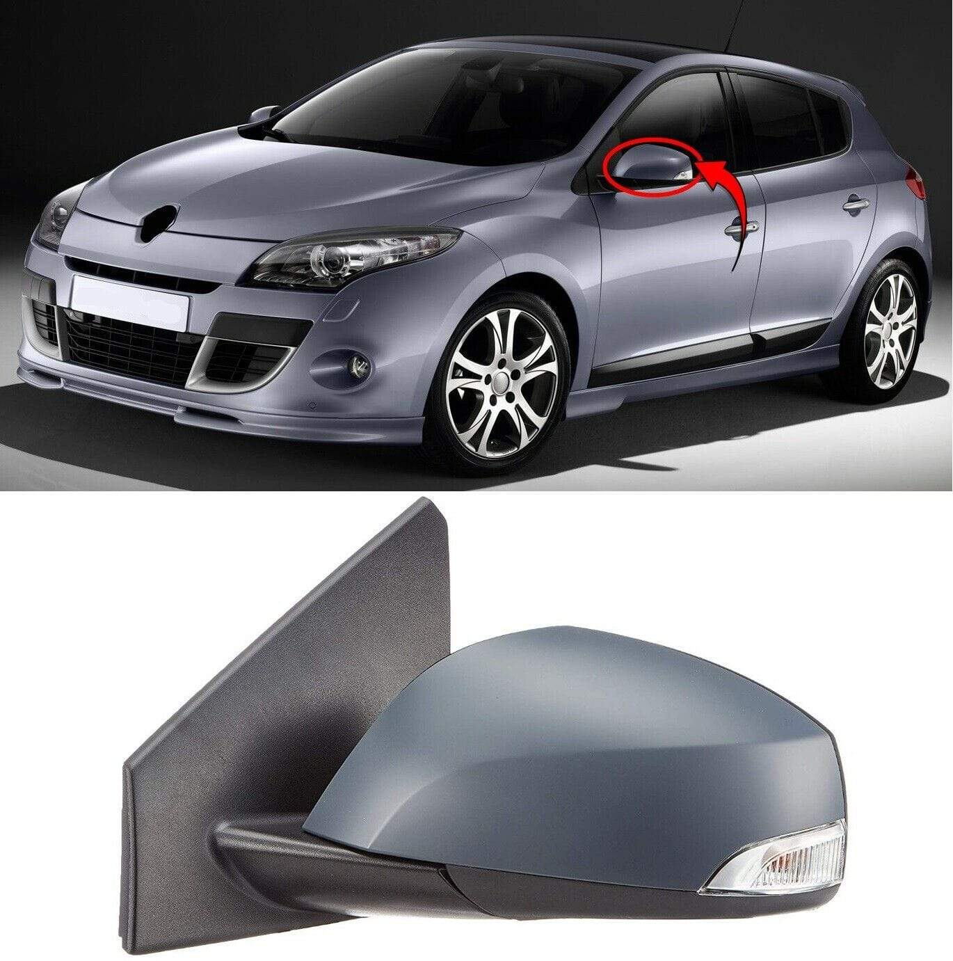 RN4023B Renault Megane 2008-2013 Door Mirror Heated Electric Primed With Indicator Left
