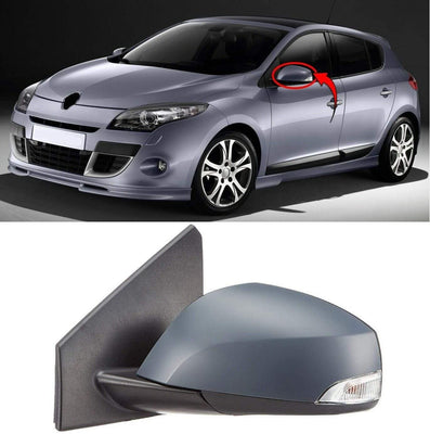 Fits Renault Megane 2008-2013 Door Mirror Heated Electric Primed With Indicator Left - tradevehicleparts.co.uk