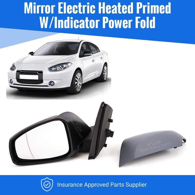 Fits Renault Megane 2008-2013 Door Mirror Electric Primed W/Indicator Power Fold Left - image 2