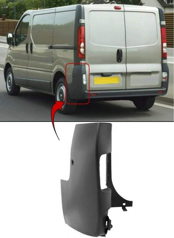 Fits Renault Trafic 2001-2014 Rear Bumper Corner Gray Passenger Side