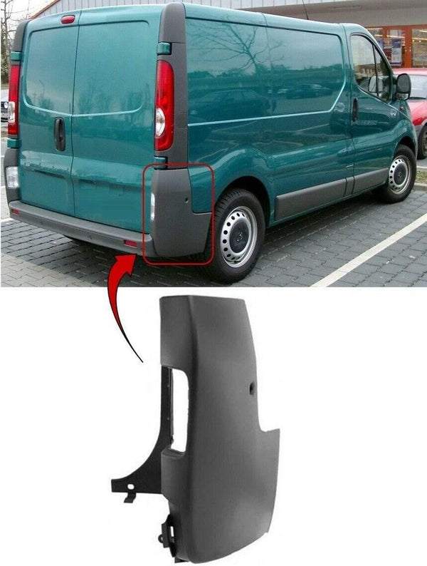 Fits Vauxhall Vivaro 2000-2014 Rear Bumper Corner Gray Driver Side
