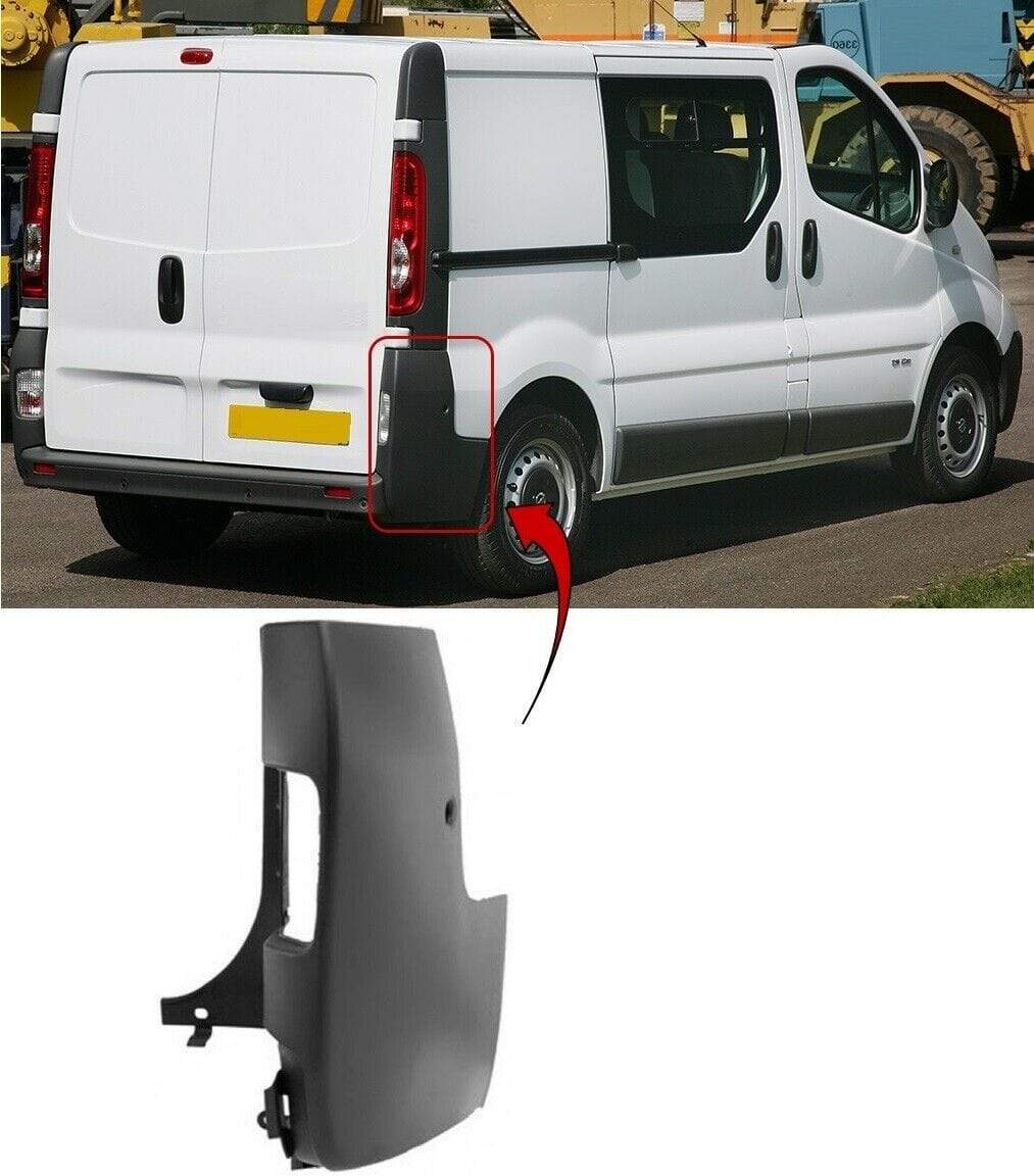 RN4067C Nissan Primastar 2001-2014 Rear Bumper Corner Gray Driver Side