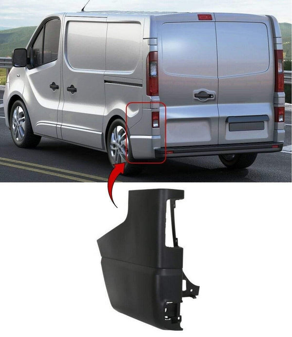 Fits Renault Trafic 2014- Rear Bumper Corner Black Passenger Side
