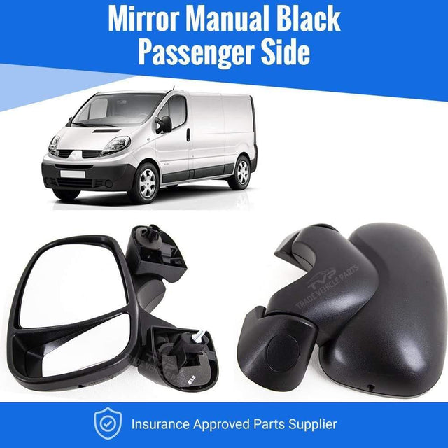 Fits Renault Trafic 2001-2014 Door Wing Mirror Manual Black Passenger Side - image 2