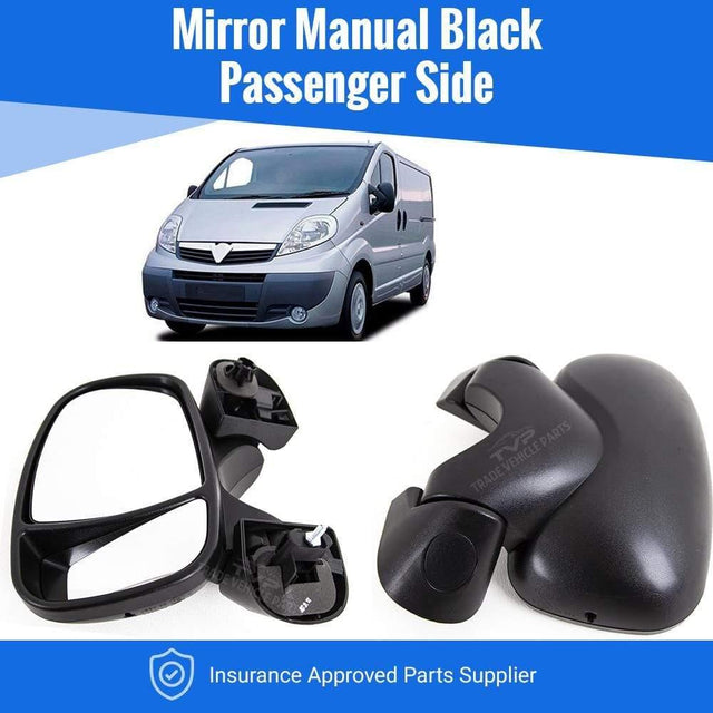 Fits Vauxhall Vivaro 2000-2014 Door Wing Mirror Manual Black Passenger Side - image 2