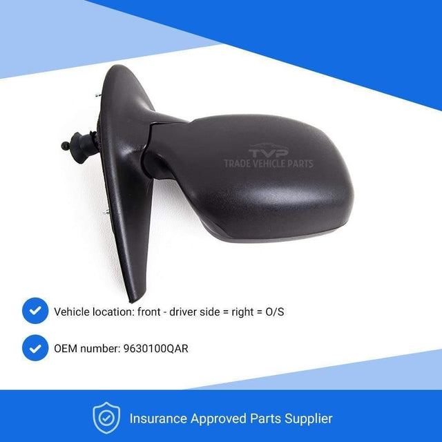 Fits Renault Kangoo 2003-2009 Door Wing Mirror Manual Black Textured Driver Side - image 3