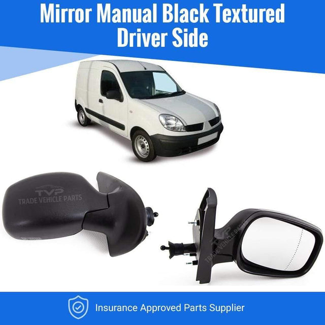 Fits Renault Kangoo 2003-2009 Door Wing Mirror Manual Black Textured Driver Side - image 2