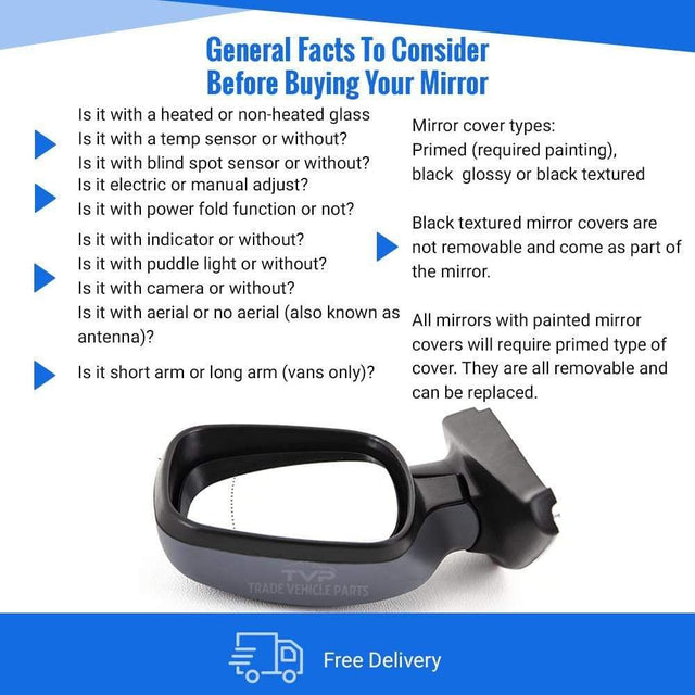 Fits Renault Kangoo 2003-2009 Door Wing Mirror Electric Heated Primed Driver Side - image 4