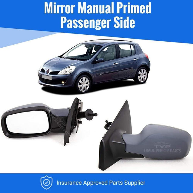 Fits Renault Clio 2005-2009 Door Wing Mirror Manual Primed Passenger Side - image 2