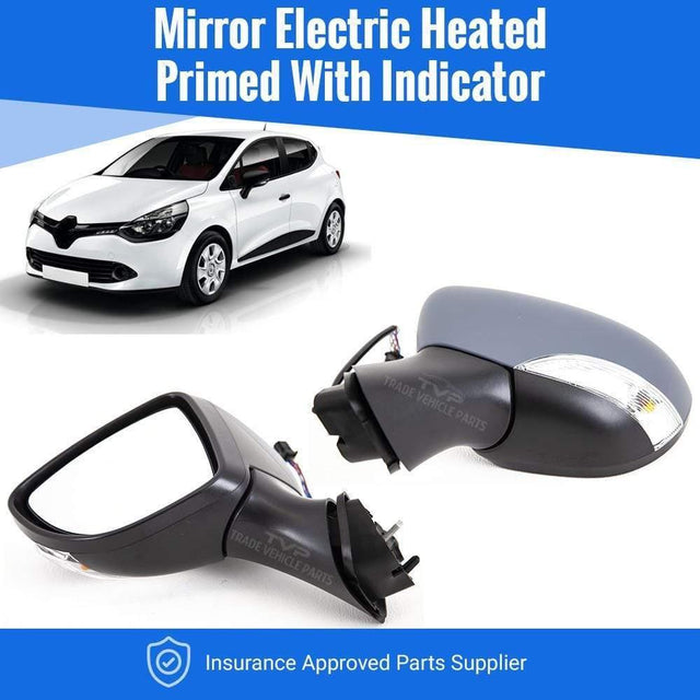 Fits Renault Clio 2013- Door Wing Mirror Electric Heated Primed With Indicator Passenger Side - image 2