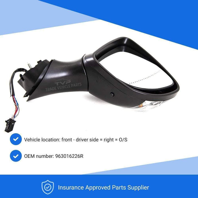Fits Renault Clio 2013- Door Wing Mirror Electric Heated Temp Sensor Primed Driver Side - image 3