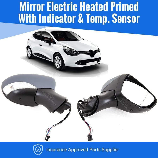 Fits Renault Clio 2013- Door Wing Mirror Electric Heated Temp Sensor Primed Driver Side - image 2