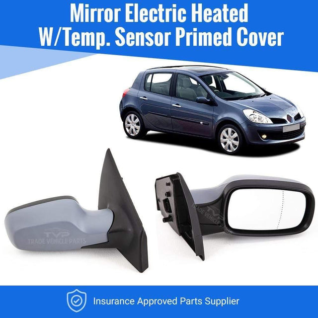 Fits Renault Clio 2005-2009 Door Wing Mirror E/H Primed Temp. Sensor Driver Side - image 2
