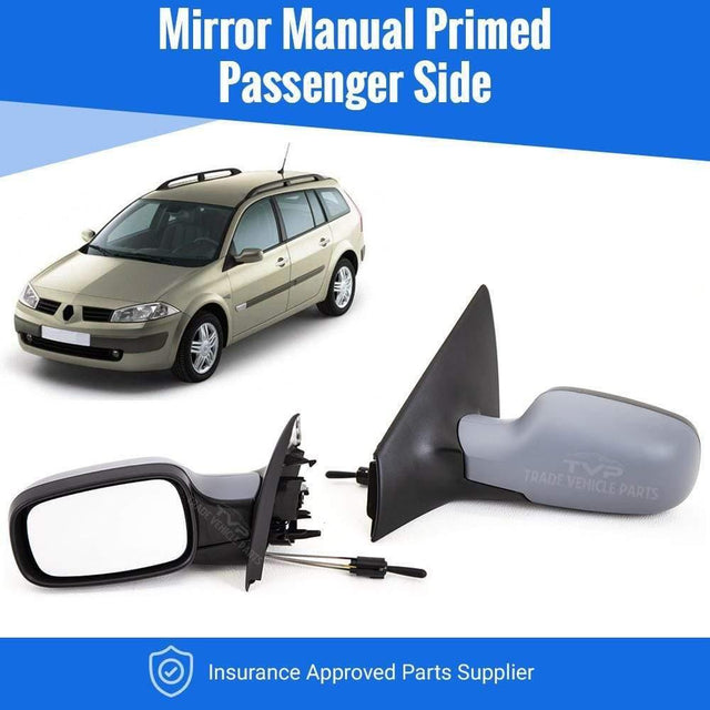 Fits Renault Megane 2003-2009 Door Wing Mirror Manual Primed Passenger Side - image 2