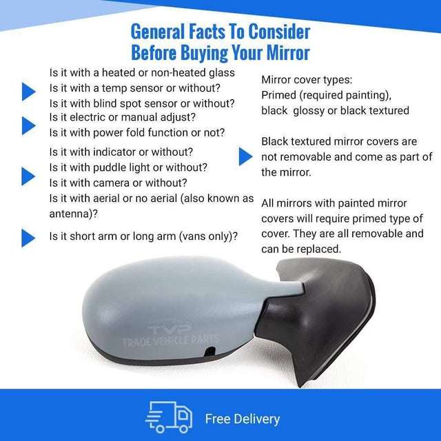 Fits Renault Clio Campus 2006-2009 Door Wing Mirror Manual Primed Driver Side - image 3