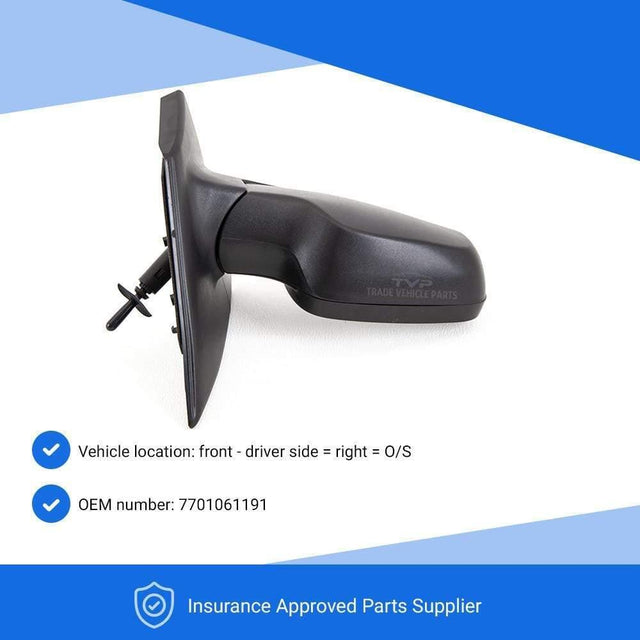 Fits Renault Clio 2005-2009 Door Wing Mirror Manual Textured T. Sensor Driver Side - image 3