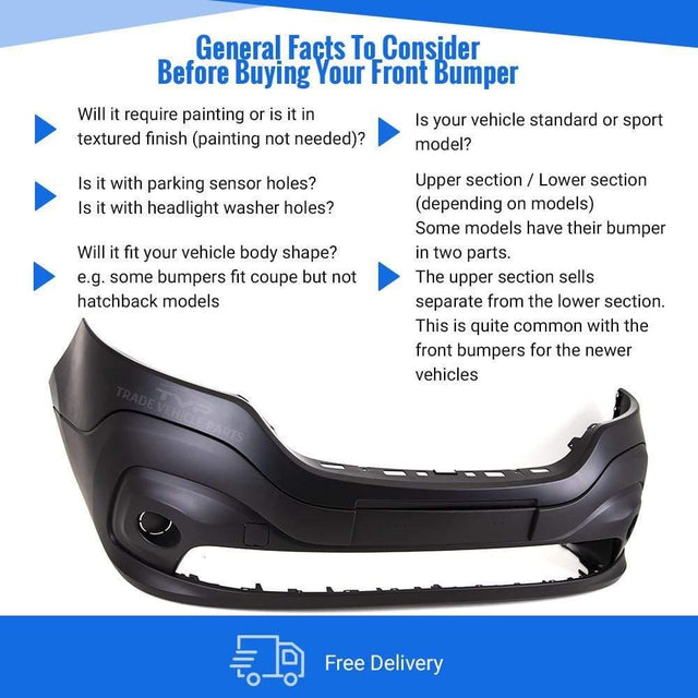 Fits Renault Trafic 2014-2021 Front Bumper Primed - image 4
