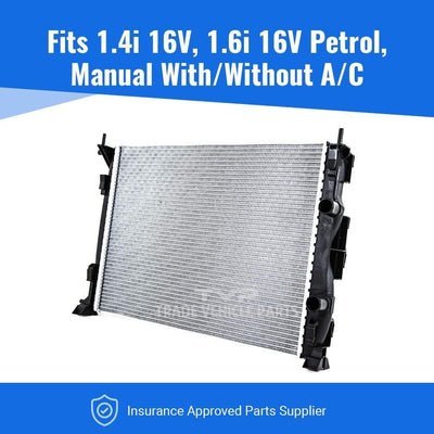 Fits Renault Megane 2003-2008 Radiator (1.4I 16V, 1.6I 16V Petrol) (Manual) (With/Without Ac) - tradevehicleparts.co.uk
