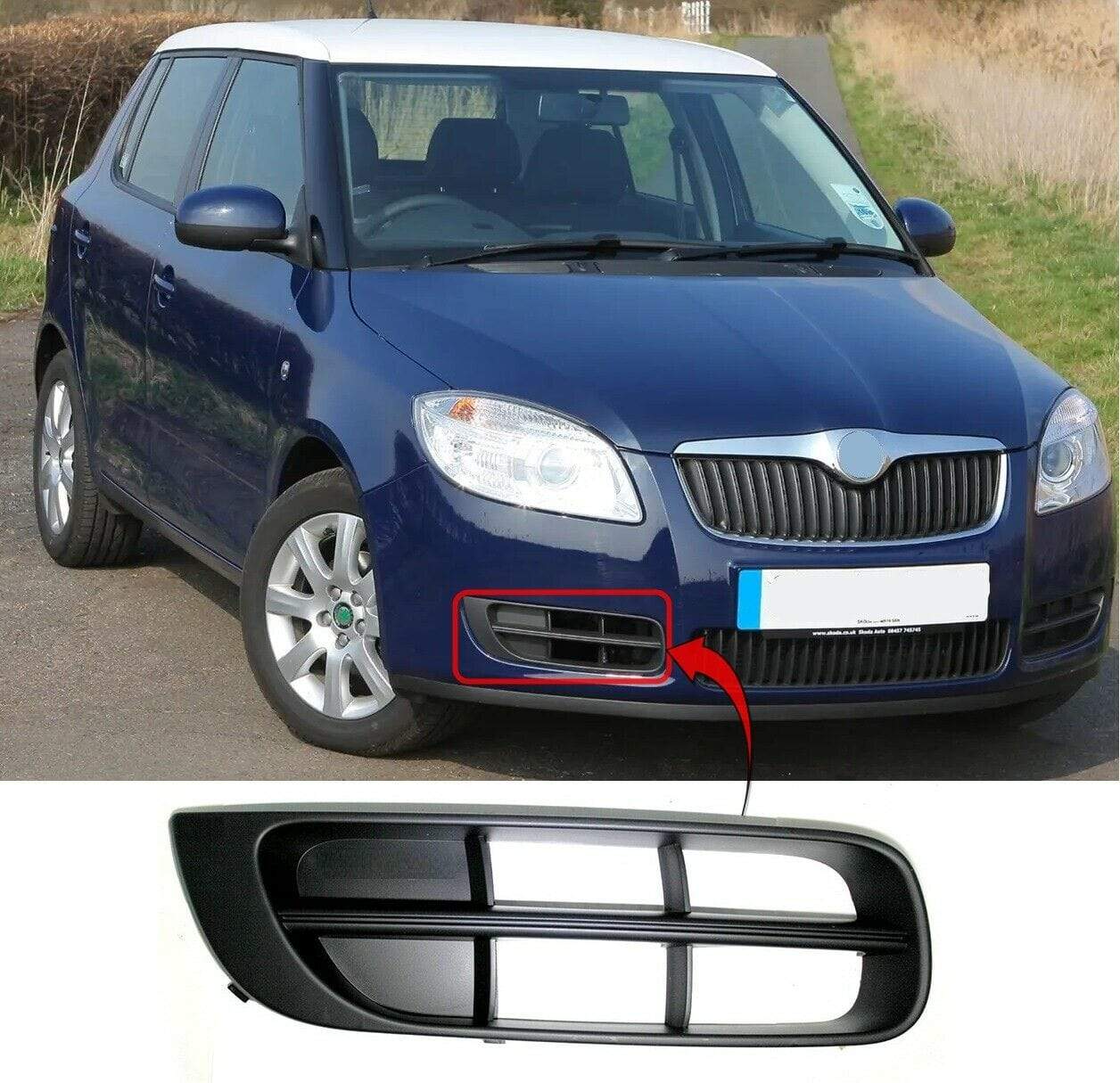 SD1166 Skoda Fabia/Roomster 2007-2010 Driver Side Front Bumper Fog Grille No Fog Hole