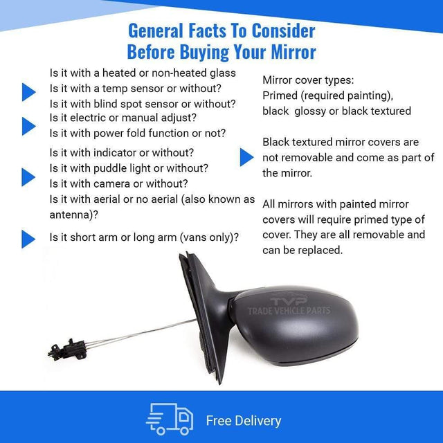 Fits Skoda Fabia Hatchback 2007-2014 Door Wing Mirror Manual Textured Driver Side - image 4