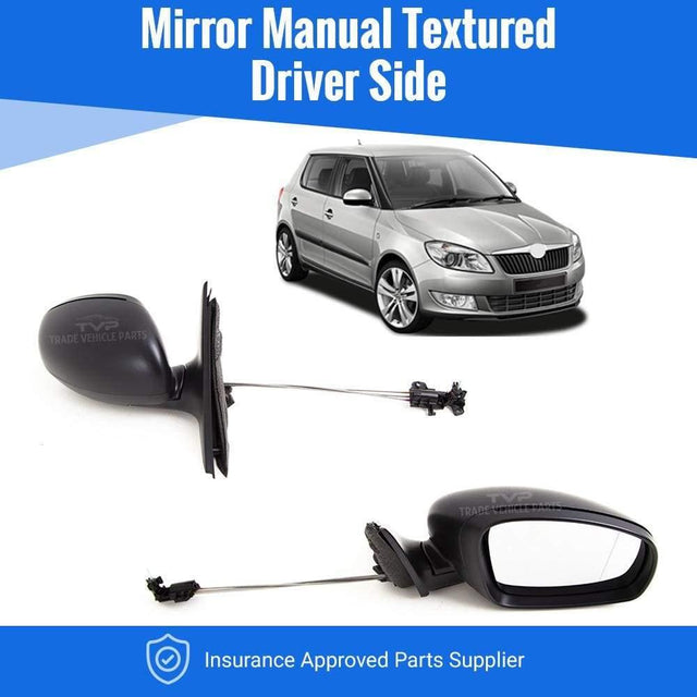 Fits Skoda Fabia Hatchback 2007-2014 Door Wing Mirror Manual Textured Driver Side - image 2