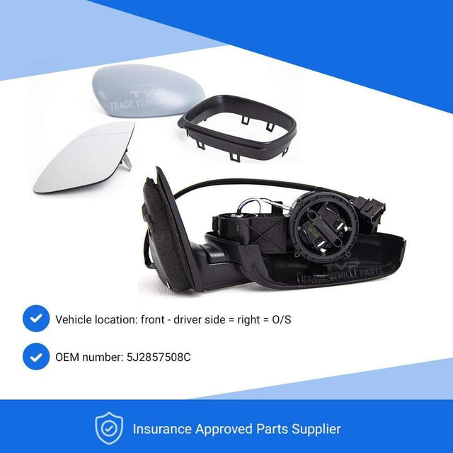 Fits Skoda Fabia Hatchback 2007-2014 Door Wing Mirror Electric Heated Primed Right - image 3