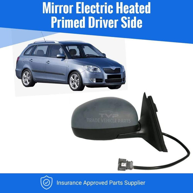 Fits Skoda Fabia Estate 2007-2014 Door Wing Mirror Electric Heated Primed Driver Side - image 2