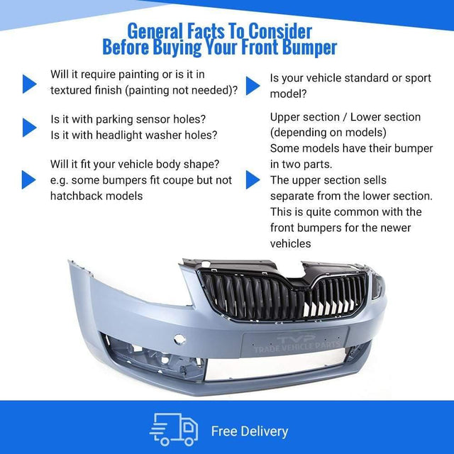 Fits Skoda Octavia 2013-2017 Front Bumper Primed W/O Washer Hole - image 4