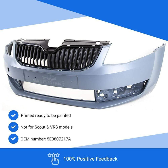 Fits Skoda Octavia 2013-2017 Front Bumper Primed W/O Washer Hole - image 3