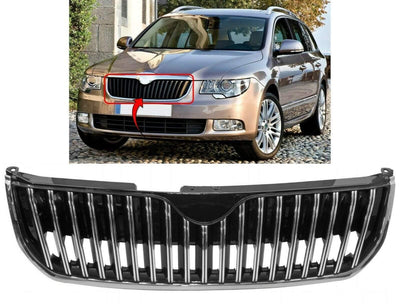 Fits Skoda Superb 2010-2013 Main Centre Front Bumper Grille All Chromed Estate - tradevehicleparts.co.uk