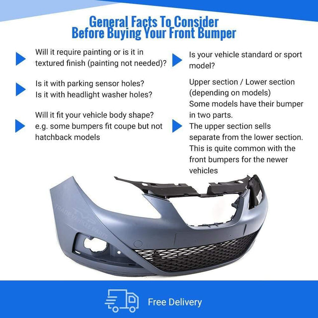 Fits Seat Ibiza 2008-2012 Front Bumper Primed O.E. 6J0807217Hgru - image 4